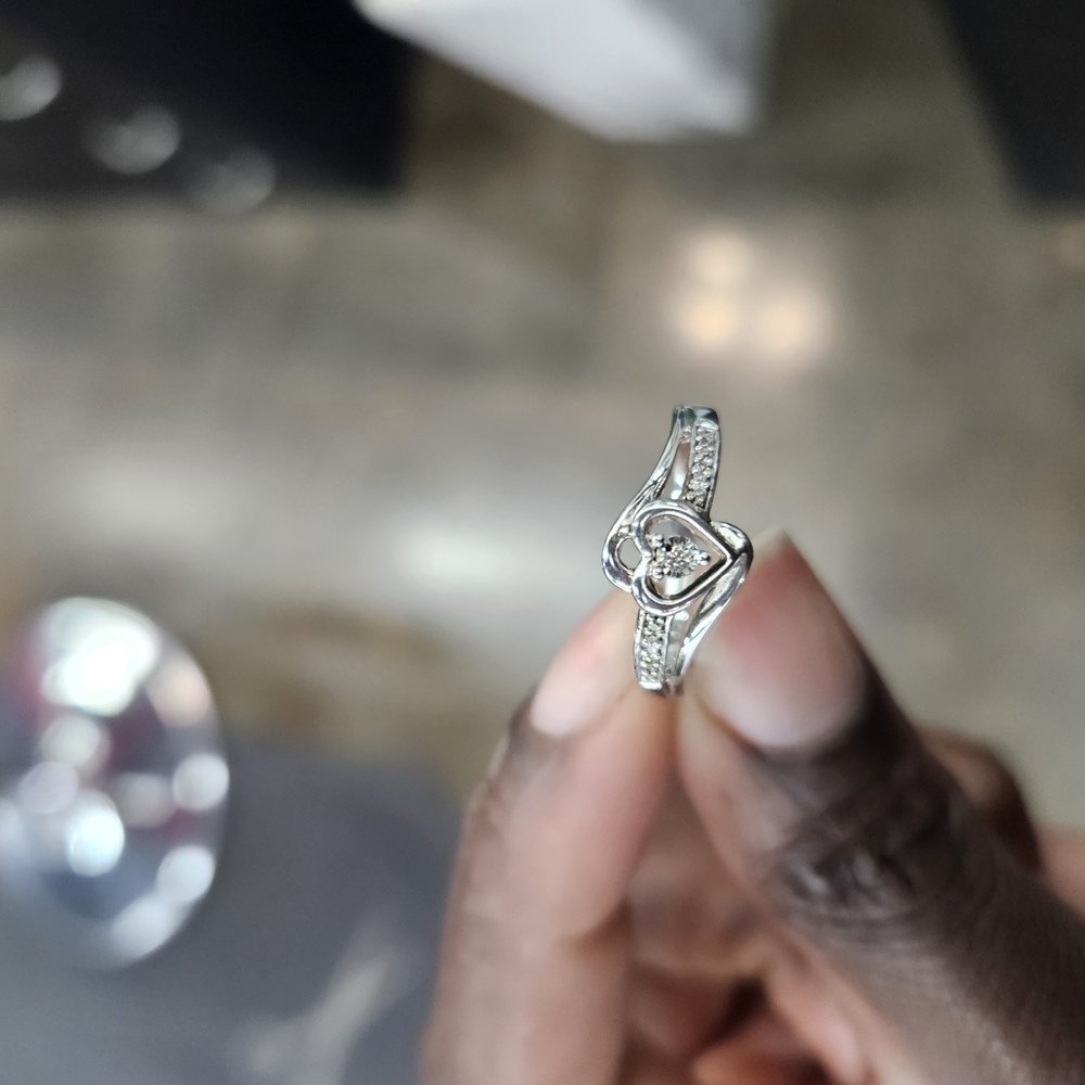 KAY's Jewelry Silver Heart-Shaped Diamond Ring